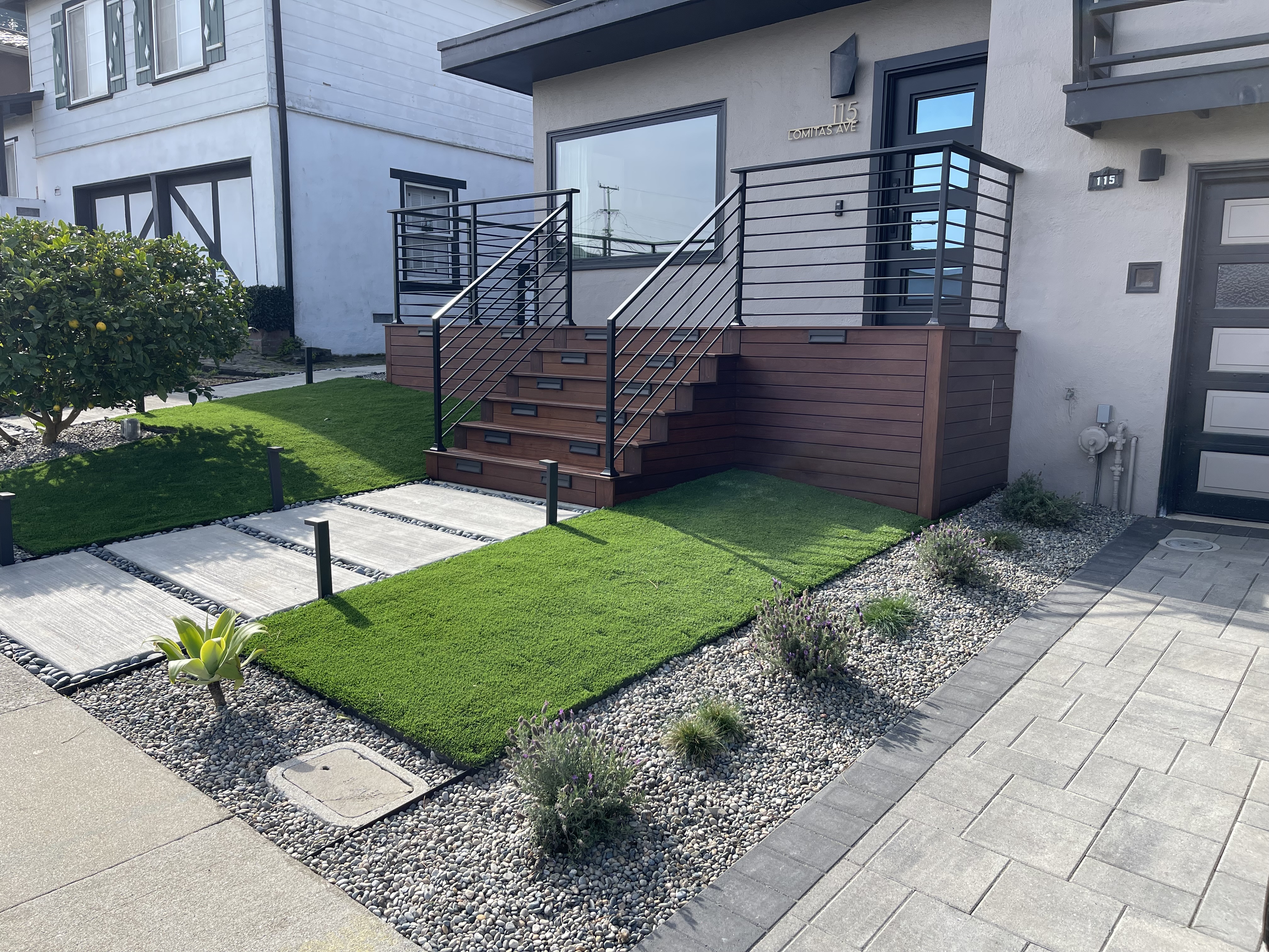 Complete Backyard Transformation in San Mateo with deck, landscaping and lighting